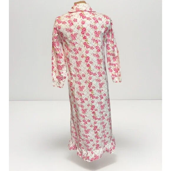 Vtg French Dressing Flannel Nightgown Womens S Pink Made In Hong Kong Cottage - Picture 4 of 5